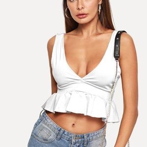 Deep V. Neckline Pep Hem Top